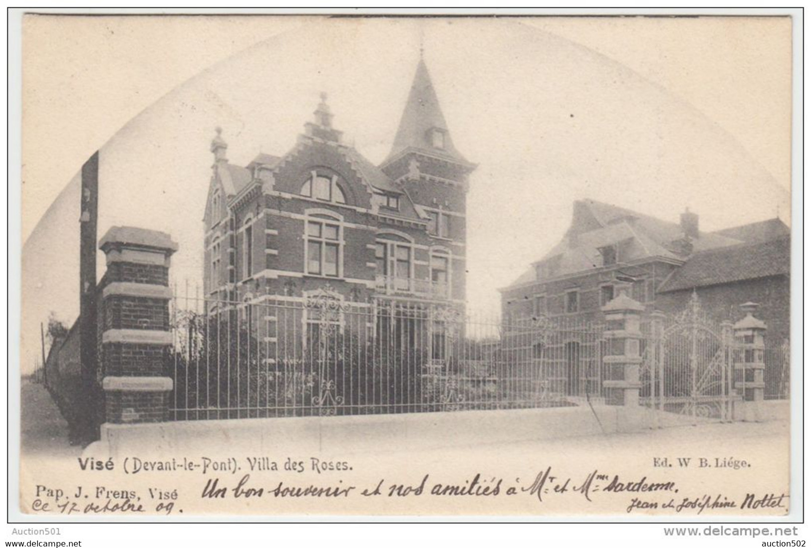 21769g VILLA Des ROSES - Devant-le-Pont - 1909 - Visé