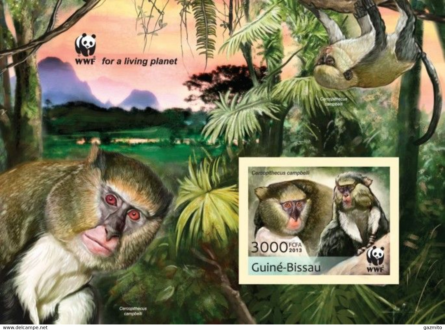 Guinea Bissau 2013, WWF, Monkeys, BF IMPERFORATED - Scimpanzé