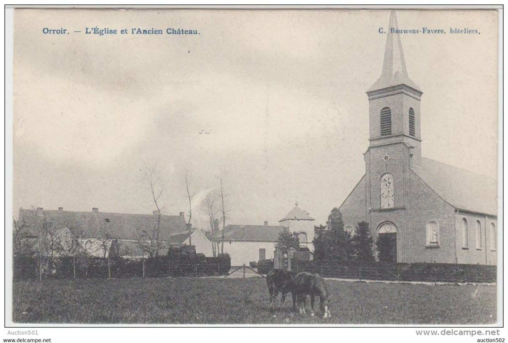 22127g CHATEAU - EGLISE - PRAIRIE - Orroir - 1908 - Mont-de-l'Enclus