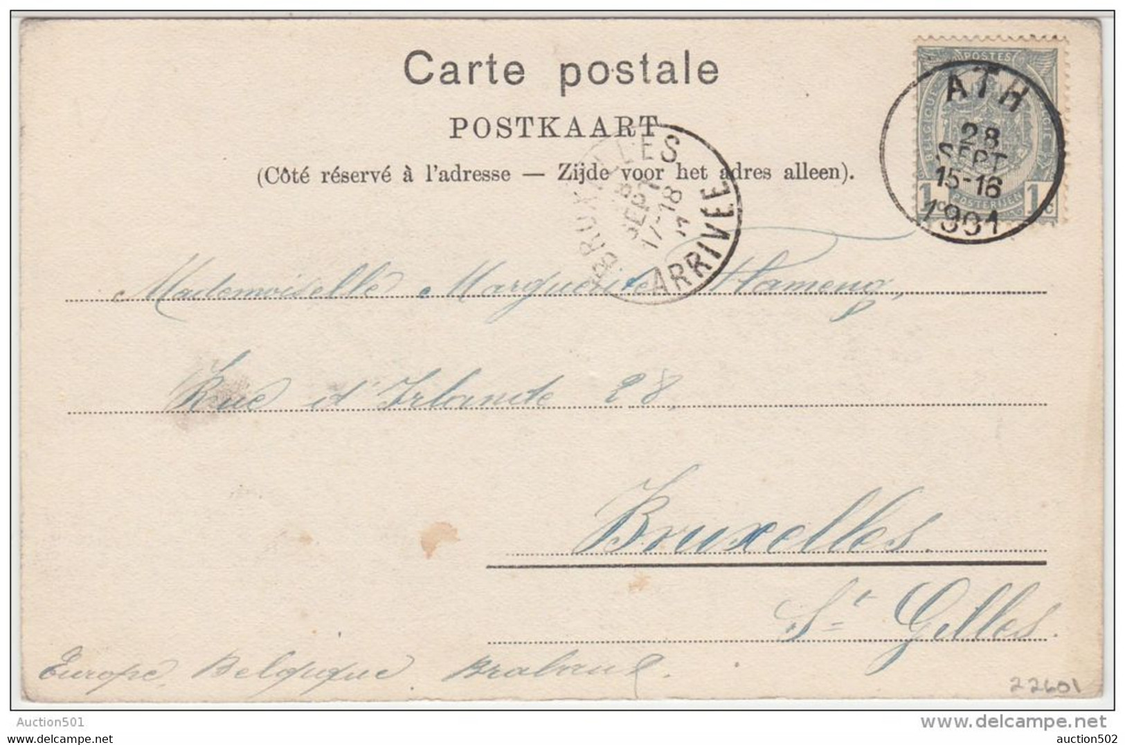 22601g STATION - GARE - Ath - 1901 - Ath