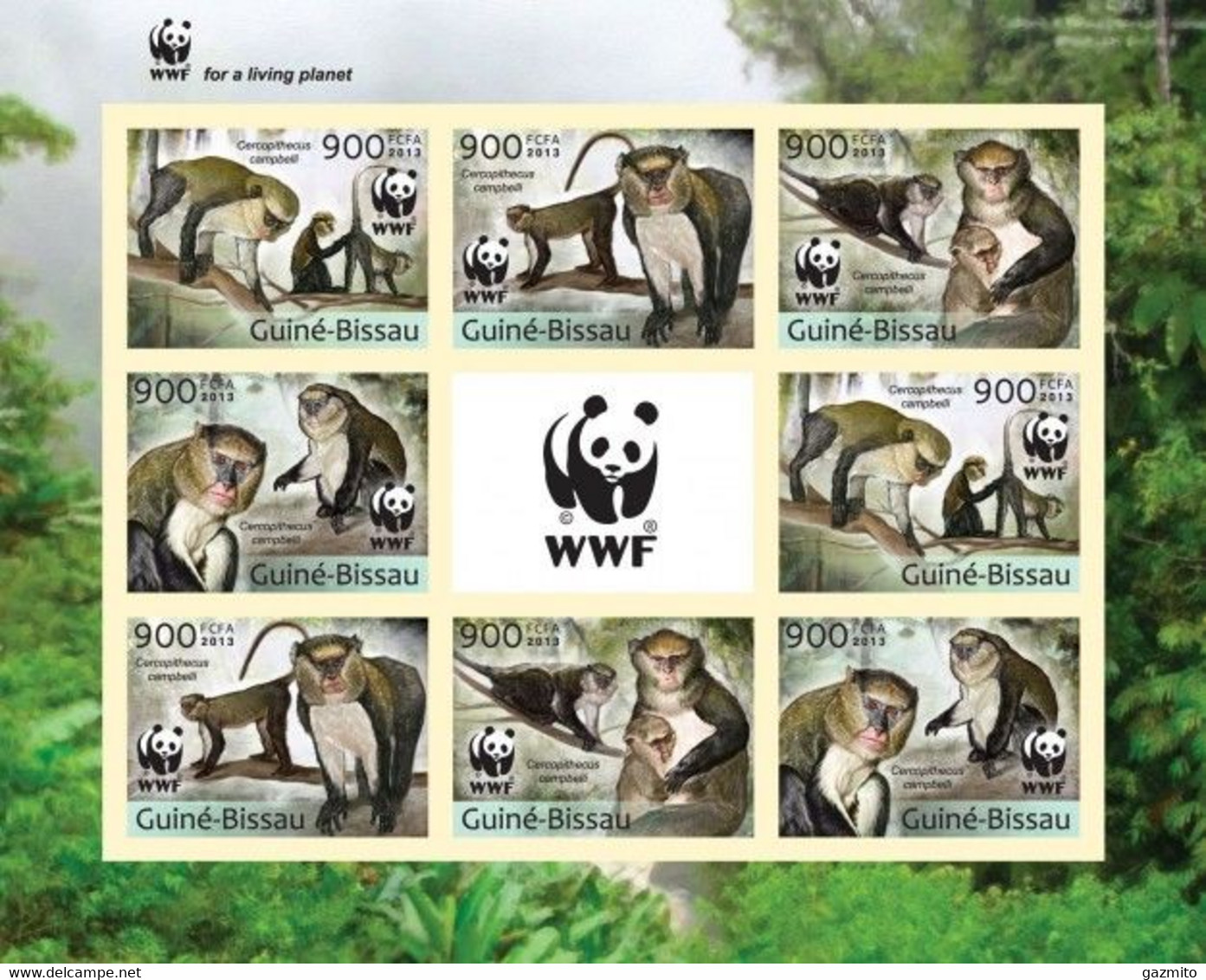 Guinea Bissau 2013, WWF, Monkeys, Sheetlet IMPERFORATED - Scimpanzé