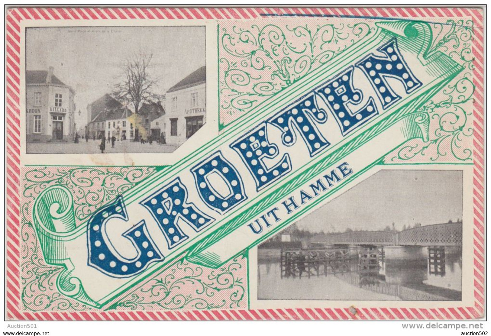 23281g GROETEN UIT HAMME - "Billard" "Apotheek" - 1910 - Hamme