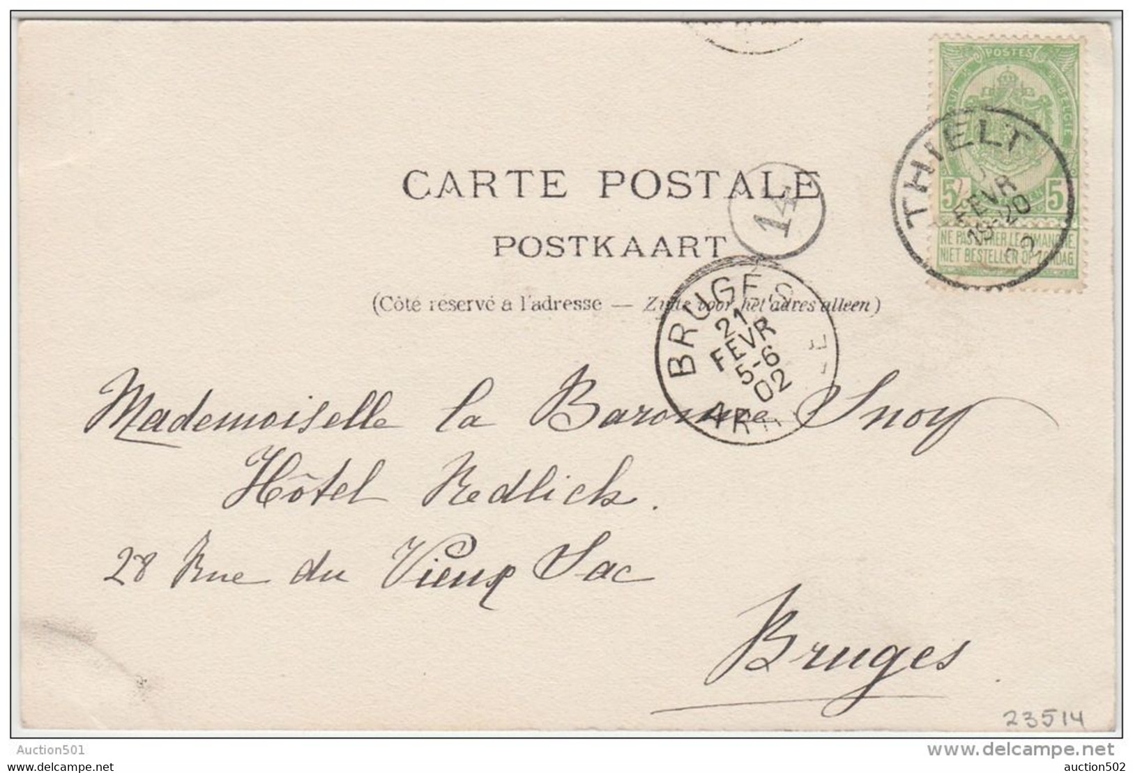 23514g  BEFFROI - TOUR De L'EGLISE - Thielt - 1902 - Tielt