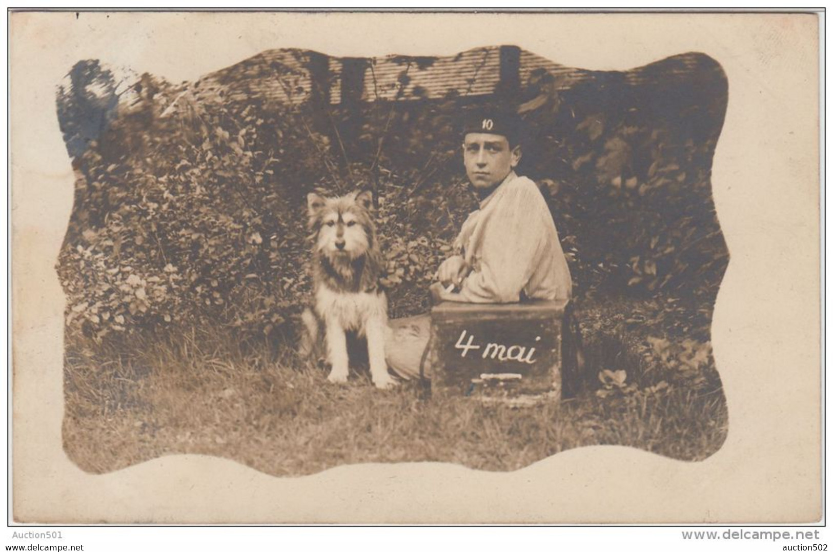 23679g  MILITAIRE Et Son CHIEN - "4 Mai" - Burg Léopold - 1914 - Carte Photo - Leopoldsburg