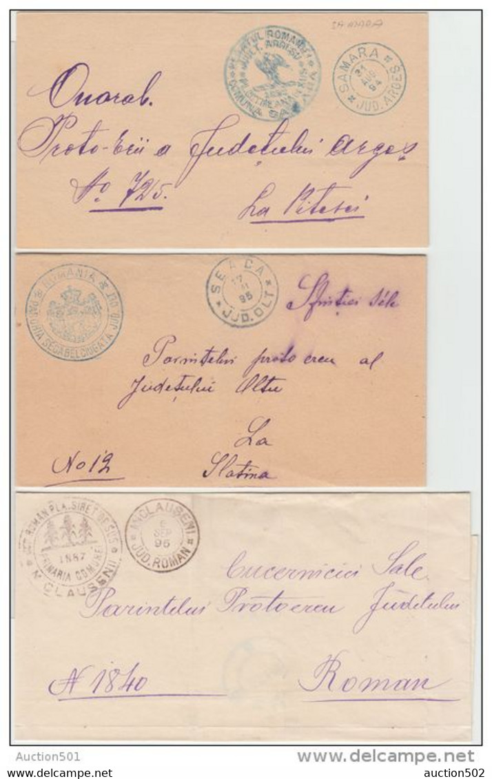 24184 Trio Of Covers: SAMARA 1894, SEACA 1895, MICLAUSENI 1895 Fine Cancel Strikes - Portofreiheit