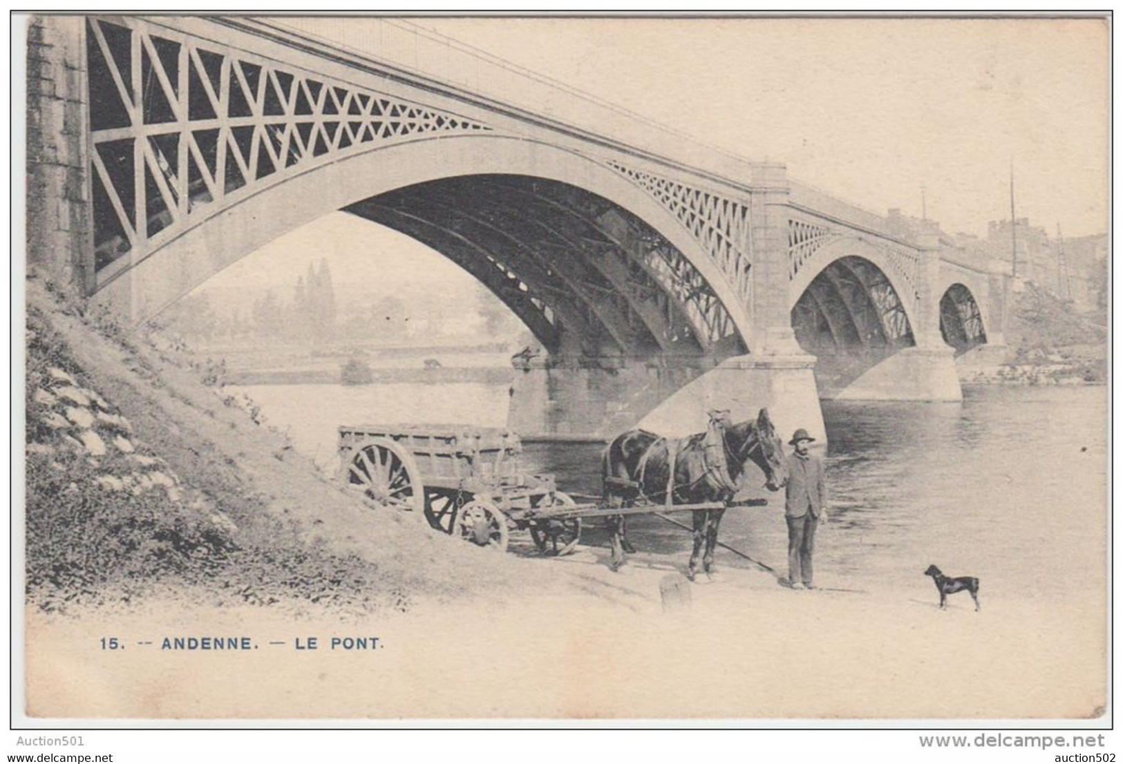 24344g  PONT - CHARRETTE à CHEVAL - Andenne - 1905 - Andenne