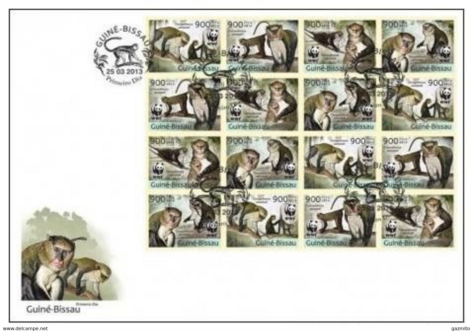 Guinea Bissau 2013, WWF, Monkeys, Sheetlet IMPERFORATED In FDC - Chimpanzés