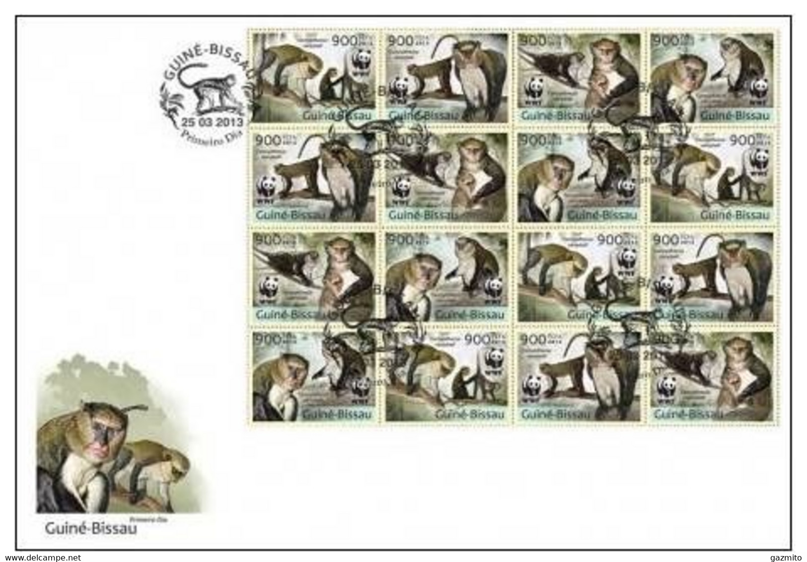 Guinea Bissau 2013, WWF, Monkeys, Sheetlet In FDC - Schimpansen