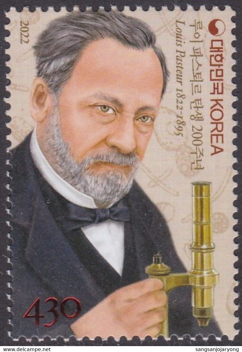 South Korea KPCC2962 200th Anniversary Of The Birth Of Louis Pasteur (1822-95), Biochemist, Microscope, Biochimiste - Louis Pasteur