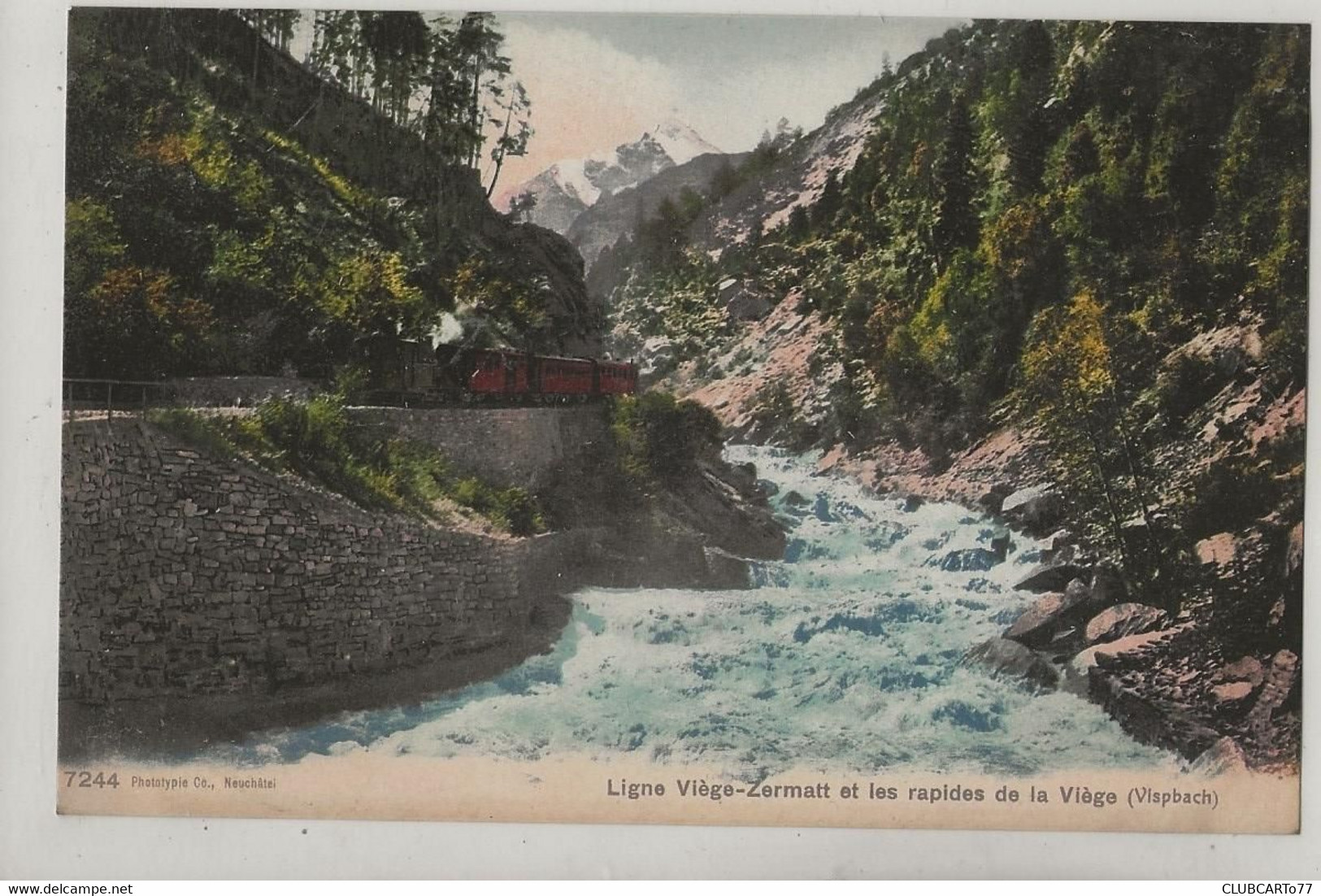 Viège (Suisse, Valais) : Le Train Sur La Ligne De Chemin De Fer Viège-Zermatt Pris Des Rapides En 1910 PF. - Viège