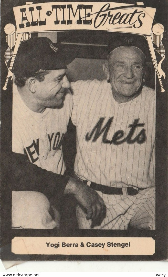 Baseball All-Time Greats Yogi Berra & Casey Stengel New York Mets And Yankees - Honkbal