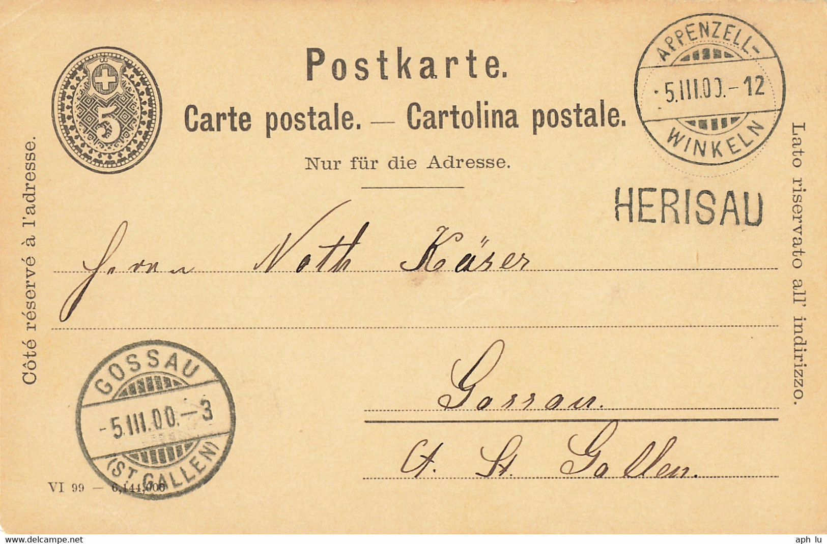 Bahnpost Appenzell-Winkeln, Stabstempel Herisau (BP1116) - Railway