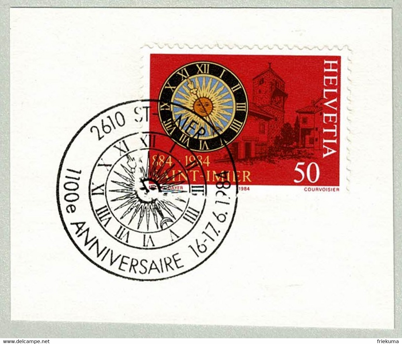 Schweiz / Helvetia 1984, Sonderstempel Sonnenuhr St-Imier, Cadran Solaire / Sundial, Uhren / Horloges / Clocks - Horlogerie