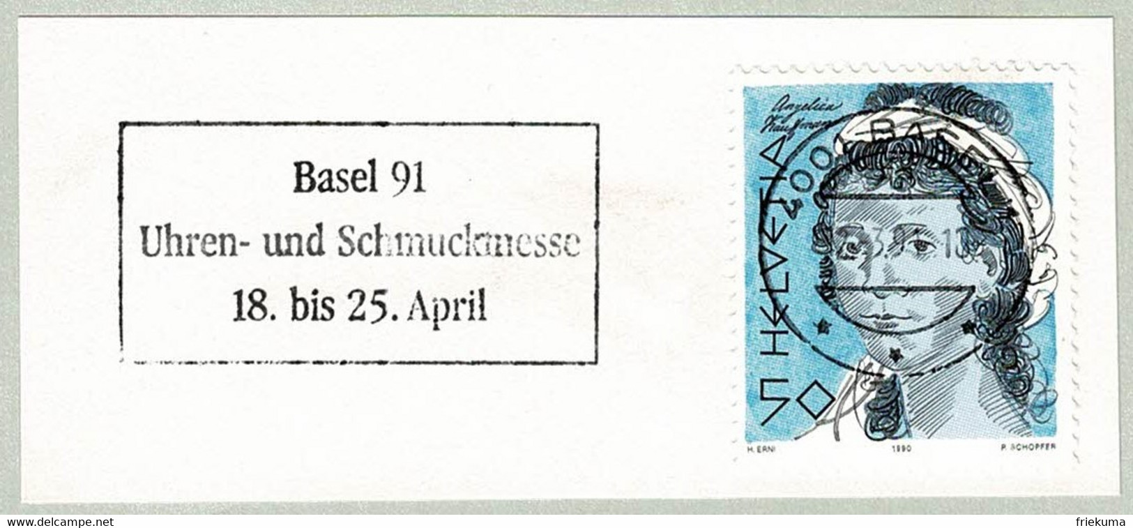 Schweiz / Helvetia 1991, Flaggenstempel Uhren- Und Schmuckmesse Basel - Horlogerie