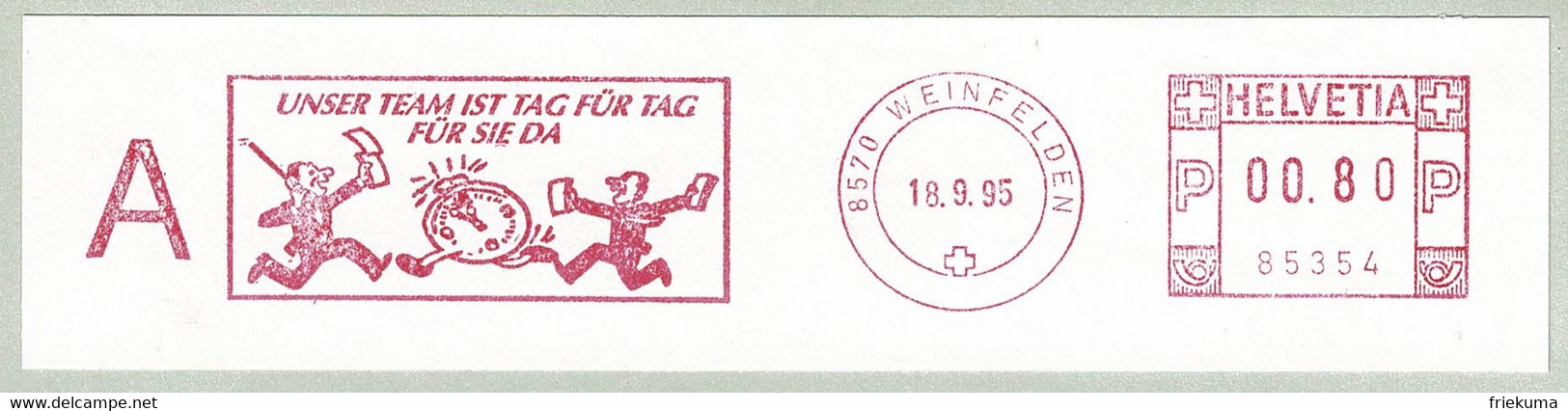 Schweiz / Helvetia 1995, Freistempel / EMA / Meterstamp Weinfelden, Wecker / Réveil / Alarm Clock - Horlogerie