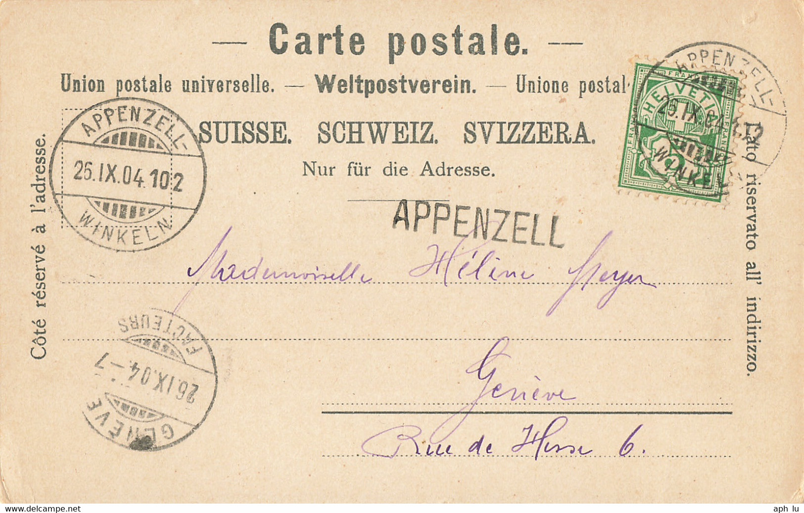 86D/4: Bahnpost Appenzell-Winkeln, Stabstempel Appenzell (BP1123) - Railway