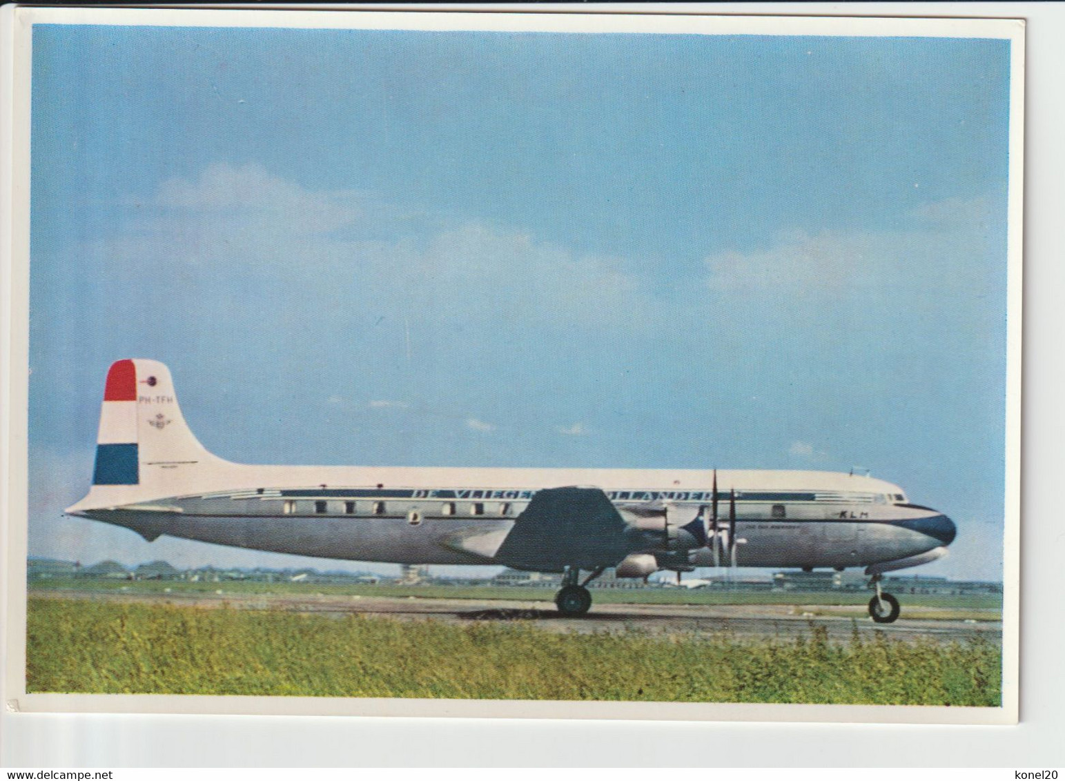 Vintage Pc KLM K.L.M Royal Dutch Airlines Douglas Dc-6B Aircraft - 1919-1938: Entre Guerres