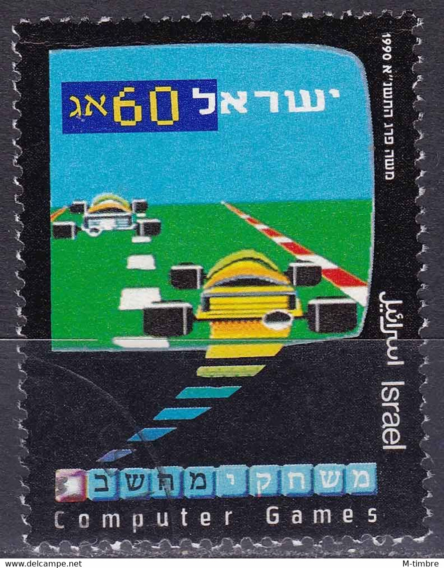 Israël YT 1122 Mi 1179 Année 1990 (Used °) Voitures De Course Sur Ordinateur - Used Stamps (without Tabs)