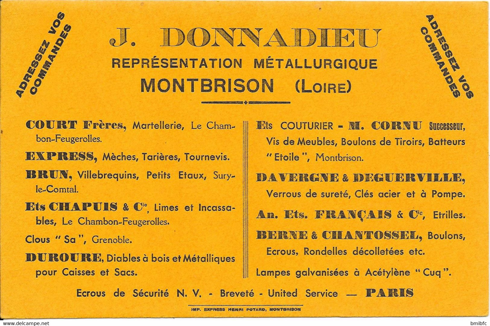 J. DONNADIEU - Représentation Métallurgique - MONTBRISON - M