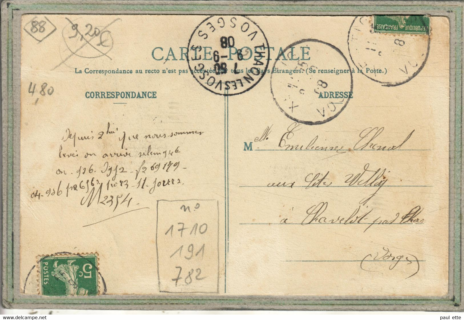 CPA - (88) XERTIGNY - Aspect Du Café Du Commerce Un Jour De Marché En 1908 - Xertigny