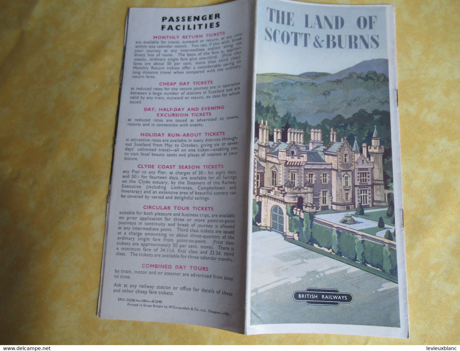 " The Land Of SCOTT & BURNS "/ British Railways/ Mc Corquodale & Co/ Glasgow/1950           PGC500 - Tourism Brochures