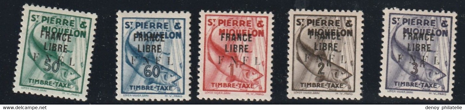 Saint Pierre Timbre Taxe Serie France Libre 57 A 66 Sans Charnière ** 66 Signé Brun RRR - Postage Due