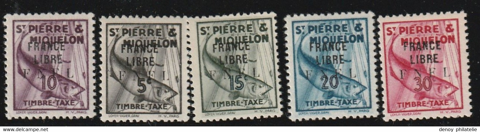 Saint Pierre Timbre Taxe Serie France Libre 57 A 66 Sans Charnière ** 66 Signé Brun RRR - Impuestos