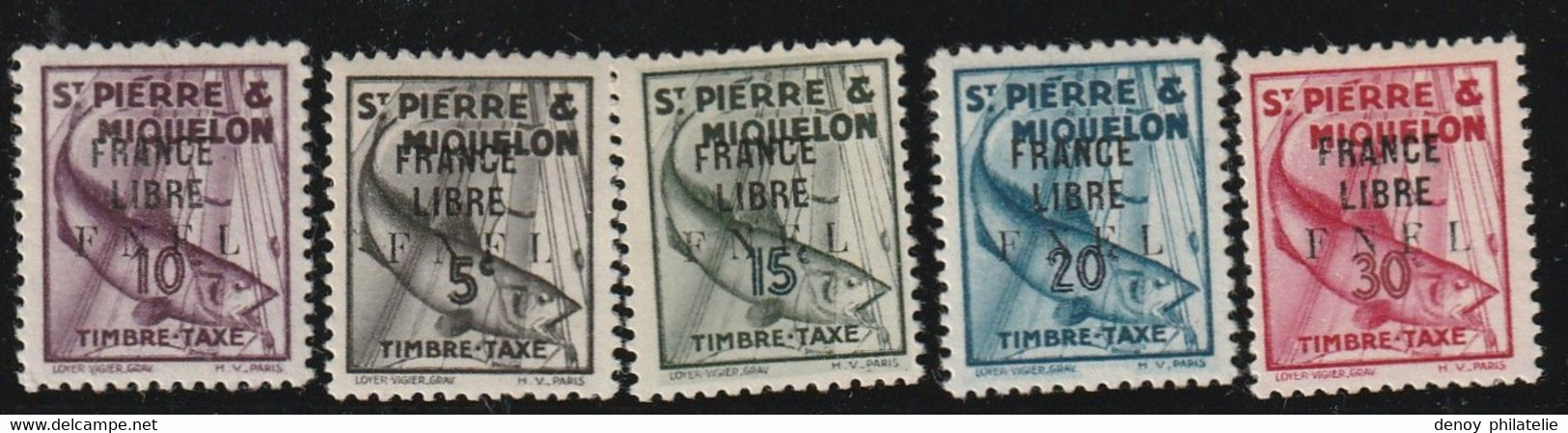 Saint Pierre Timbre Taxe Serie France Libre 57 A 66 Sans Charnière ** 66 Signé Brun RRR - Postage Due