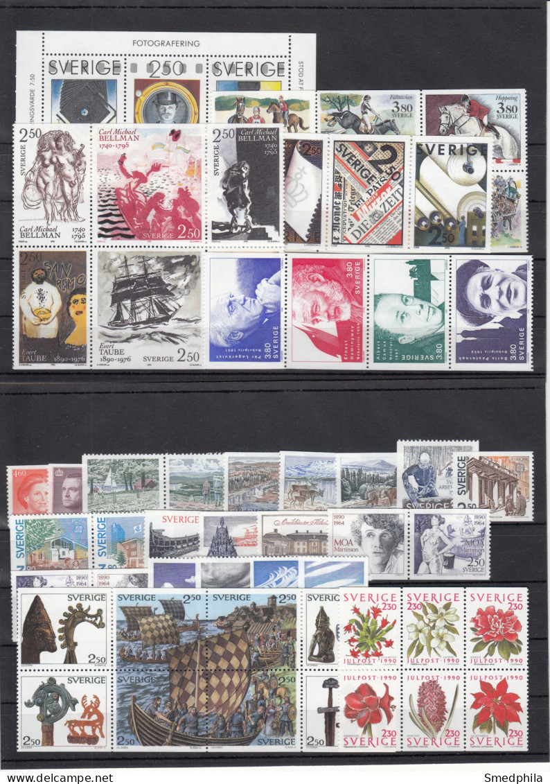 Sweden 1990 - Full Year MNH ** Excluding Discount Stamps - Volledig Jaar