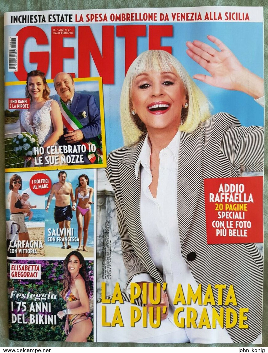 MAGAZINE GENTE 27 - 2021 - RAFFAELLA CARRA GREGORACI BUD SPENCER MARCUZZI BANFI - Mode