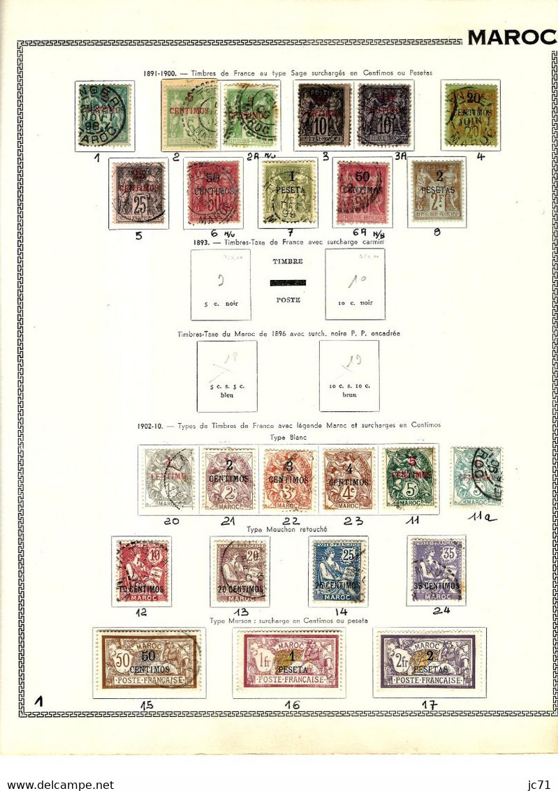 3 Collections-Algérie 1924/1958 Maroc 1891/1956 Indochine 1889/1944-Scan/listing- Neuf et oblitéré-Sur feuille d'album