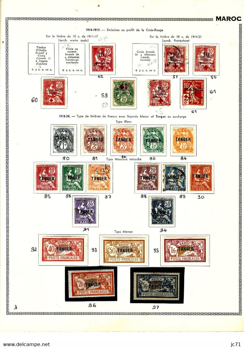 3 Collections-Algérie 1924/1958 Maroc 1891/1956 Indochine 1889/1944-Scan/listing- Neuf et oblitéré-Sur feuille d'album