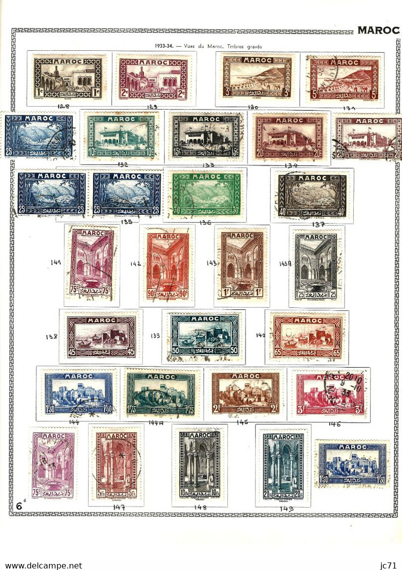 3 Collections-Algérie 1924/1958 Maroc 1891/1956 Indochine 1889/1944-Scan/listing- Neuf et oblitéré-Sur feuille d'album