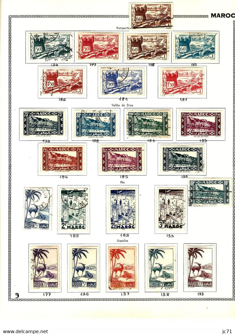 3 Collections-Algérie 1924/1958 Maroc 1891/1956 Indochine 1889/1944-Scan/listing- Neuf et oblitéré-Sur feuille d'album