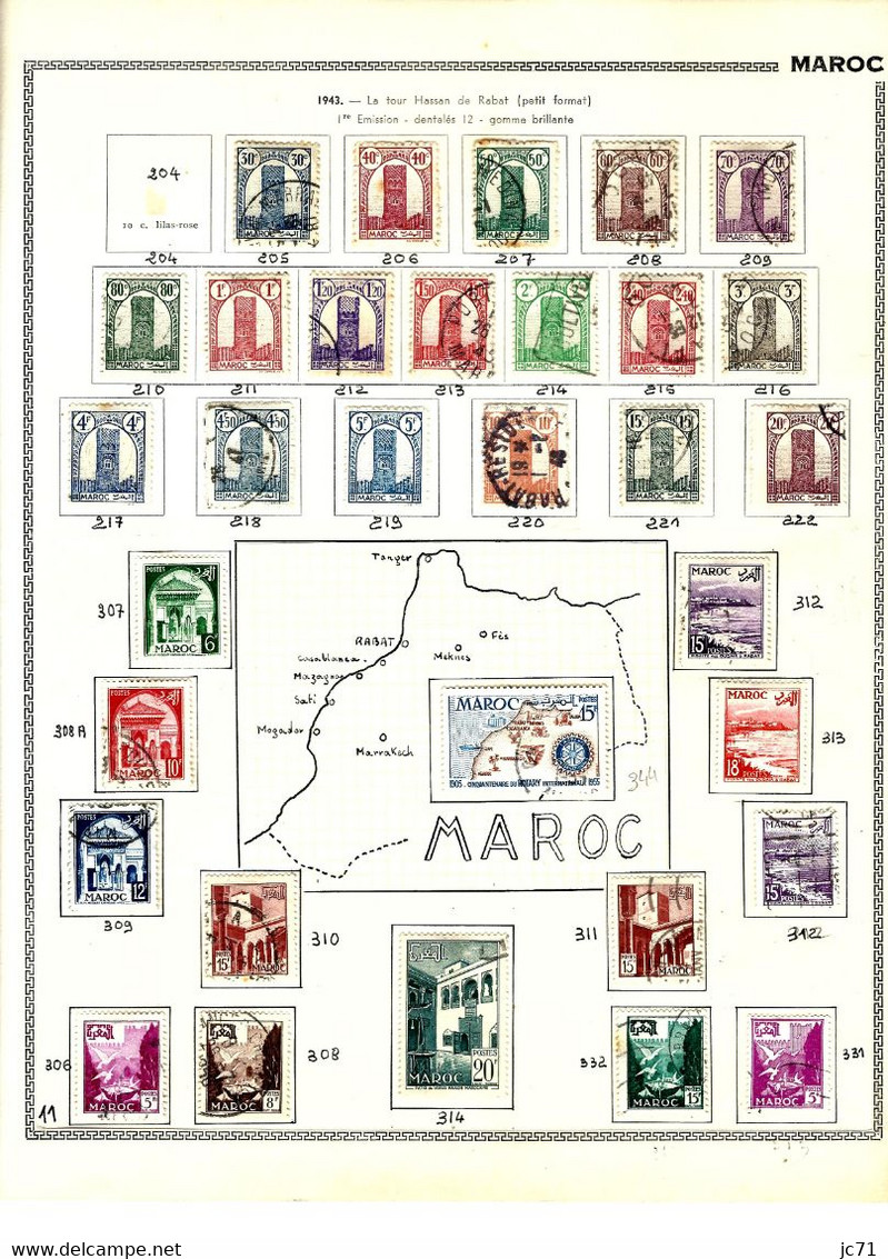 3 Collections-Algérie 1924/1958 Maroc 1891/1956 Indochine 1889/1944-Scan/listing- Neuf et oblitéré-Sur feuille d'album