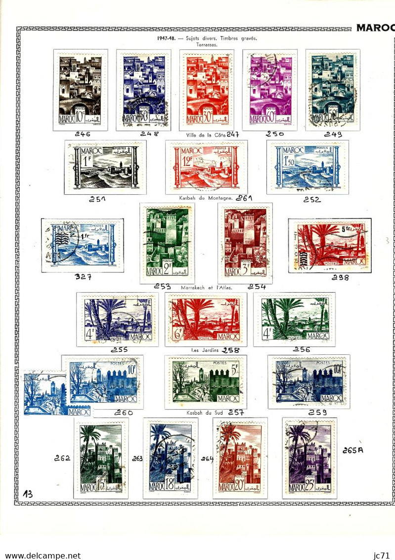 3 Collections-Algérie 1924/1958 Maroc 1891/1956 Indochine 1889/1944-Scan/listing- Neuf et oblitéré-Sur feuille d'album