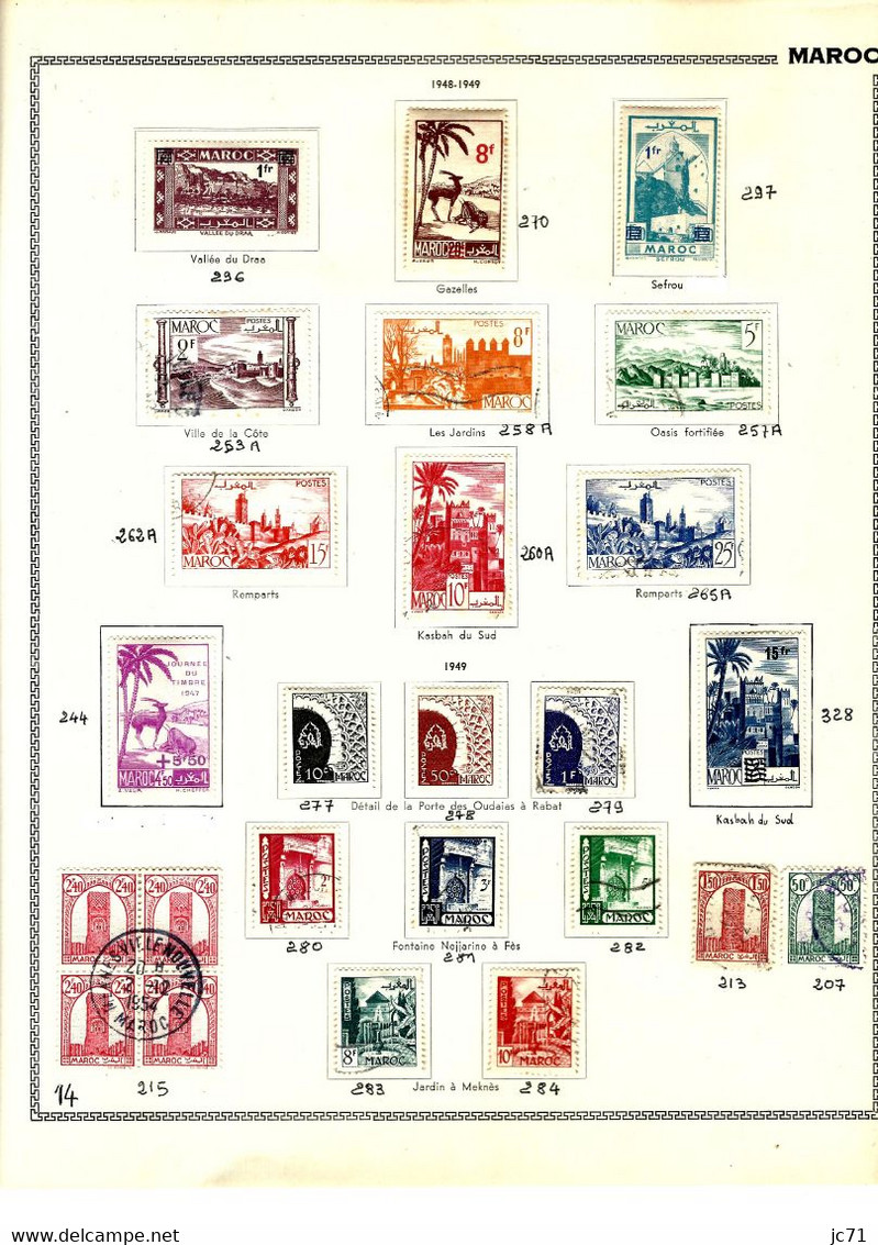 3 Collections-Algérie 1924/1958 Maroc 1891/1956 Indochine 1889/1944-Scan/listing- Neuf et oblitéré-Sur feuille d'album