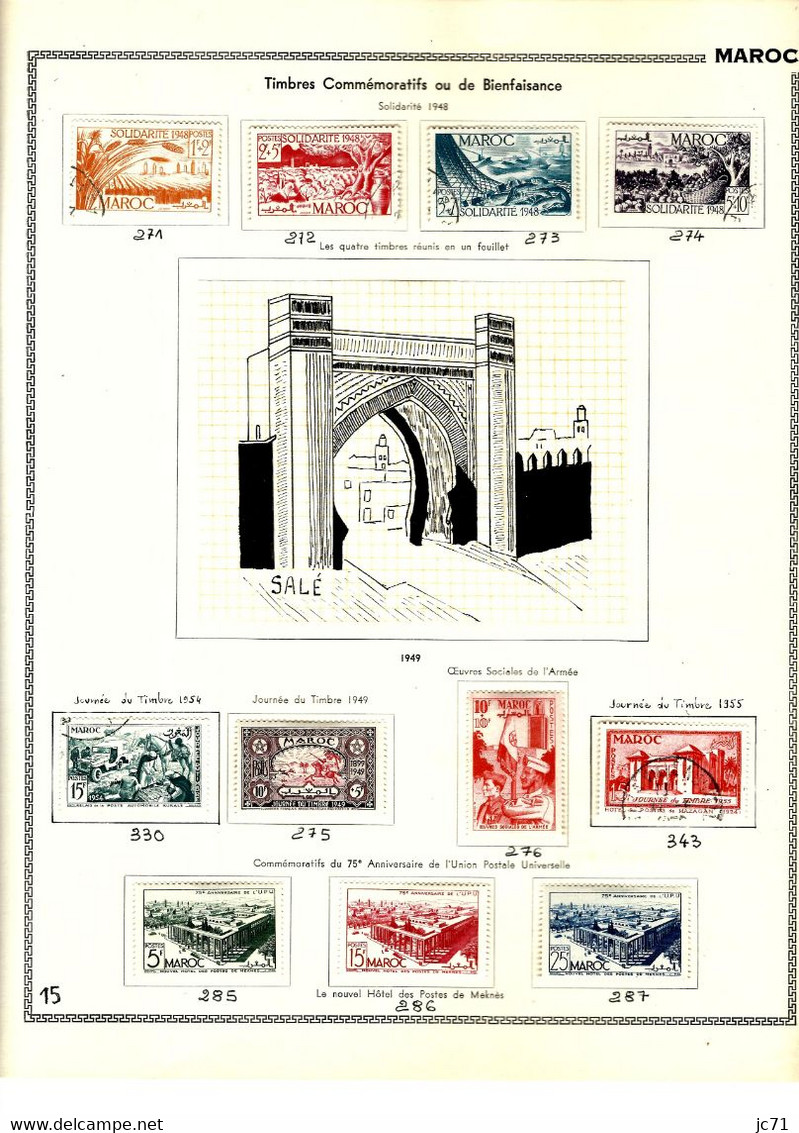 3 Collections-Algérie 1924/1958 Maroc 1891/1956 Indochine 1889/1944-Scan/listing- Neuf et oblitéré-Sur feuille d'album