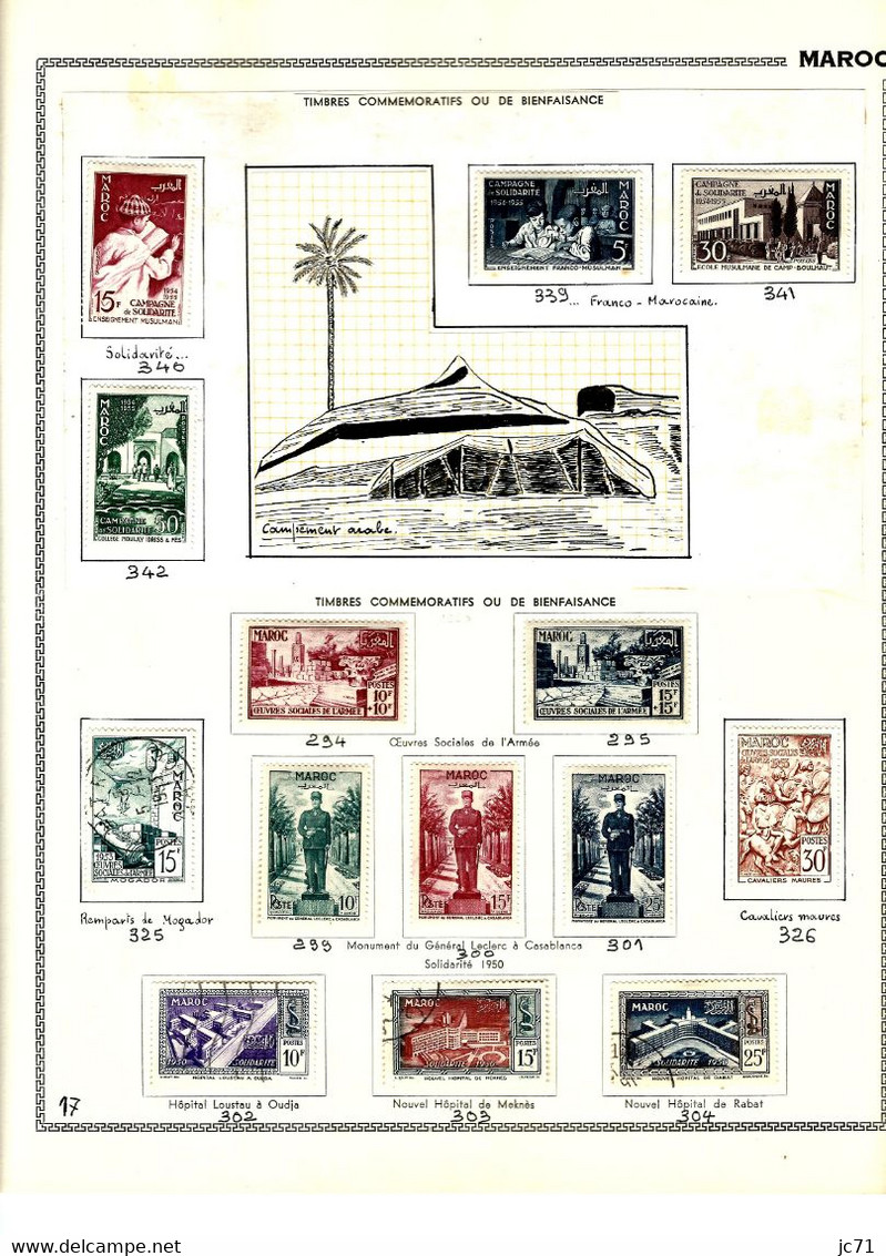 3 Collections-Algérie 1924/1958 Maroc 1891/1956 Indochine 1889/1944-Scan/listing- Neuf et oblitéré-Sur feuille d'album