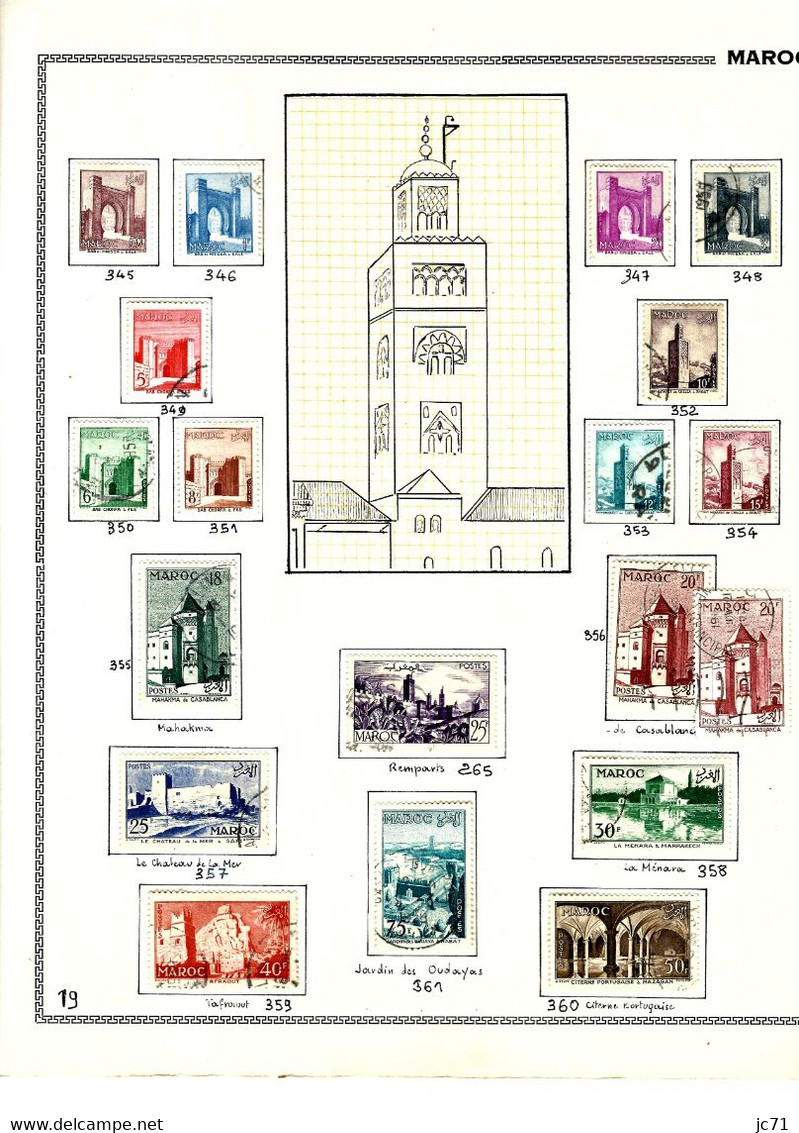 3 Collections-Algérie 1924/1958 Maroc 1891/1956 Indochine 1889/1944-Scan/listing- Neuf et oblitéré-Sur feuille d'album