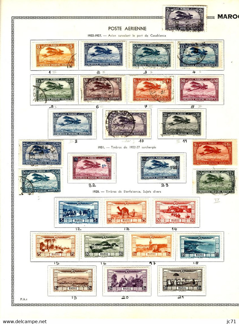 3 Collections-Algérie 1924/1958 Maroc 1891/1956 Indochine 1889/1944-Scan/listing- Neuf et oblitéré-Sur feuille d'album