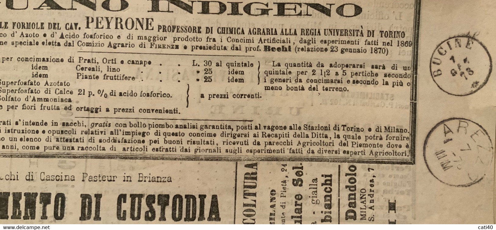 GAZZETTA DEL VILLAGGIO - N.83 6 /1/1877 - PERIODICI FRANCHI C.1 + AREZZO + BUCINE - COMPLETO CON PUBBLICITA' EPOCA - Premières éditions