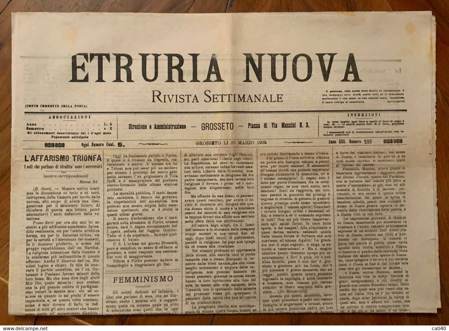 GROSSETO 1905  - ETRURIA NUOVA RIVISTA SETTIMANALE - L'AFFARISMO TRIONFA Ed Altro - PUBBLICITA' D'EPOCA - First Editions
