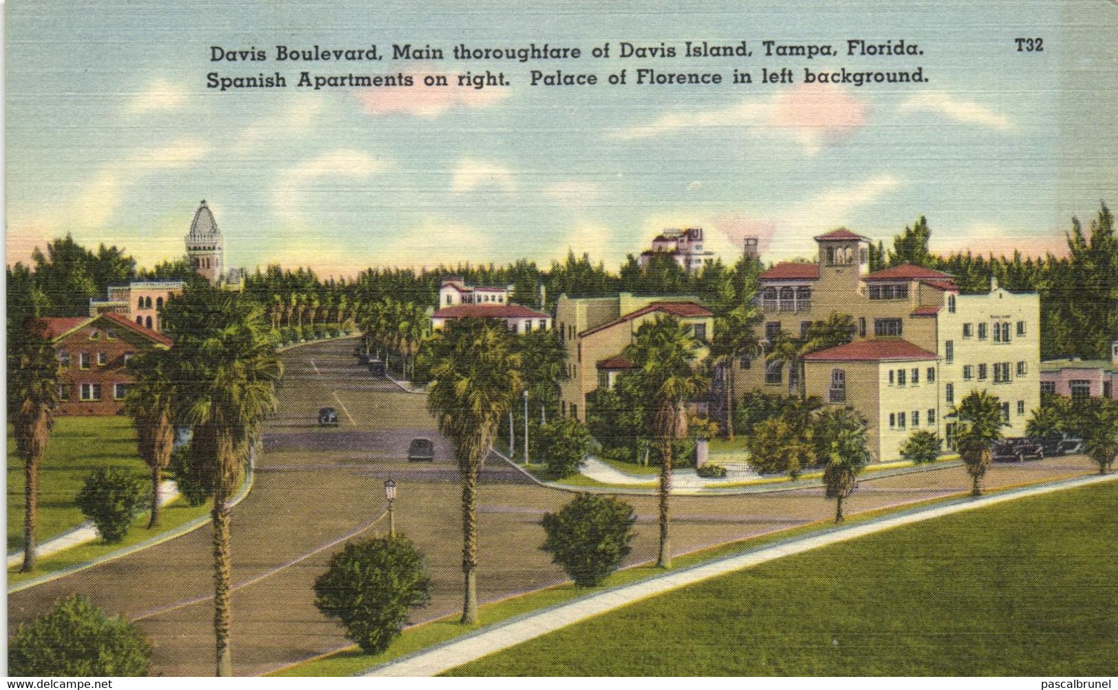 TAMPA - DAVIS BOULEVARD  - MAIN THOROUGHFARE OF DAVIS ISLANDS - SPANISH APARTMENTS ON RIGHT - Tampa