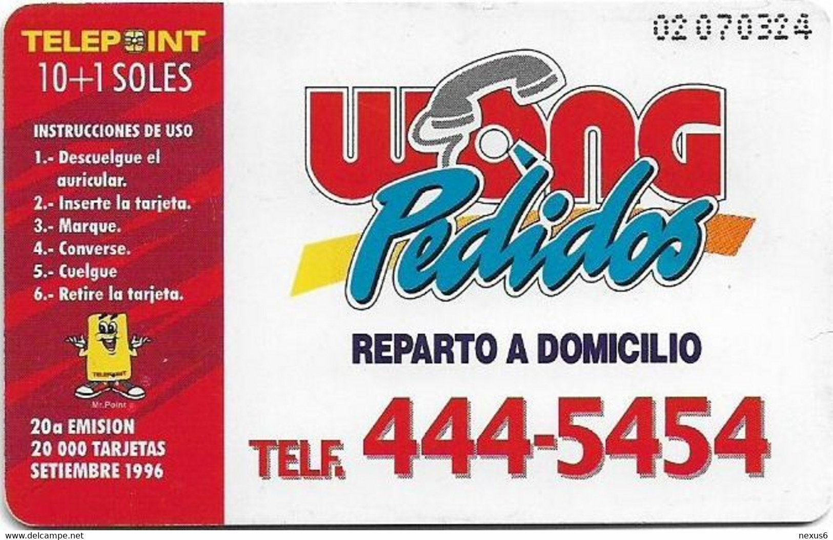 Peru - Telepoint - E.Wong Fruits, 09.1996, 10+1Sol, 20.000ex, Used - Pérou