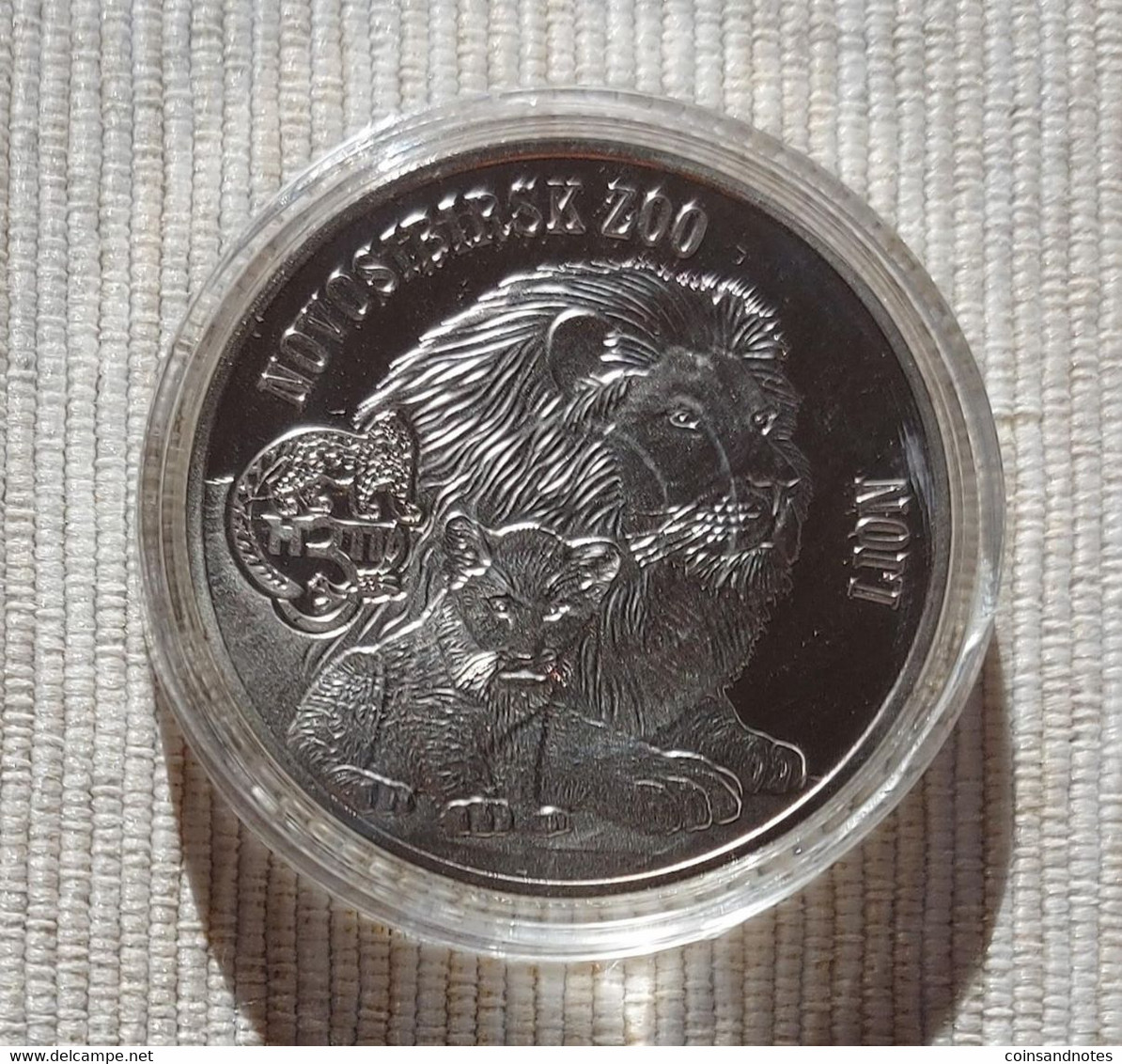 British Virgin Islands 2015 - 1 Silver Plated Dollar - Novosibirsk Zoo/Lion - UNC - Jungferninseln, Britische