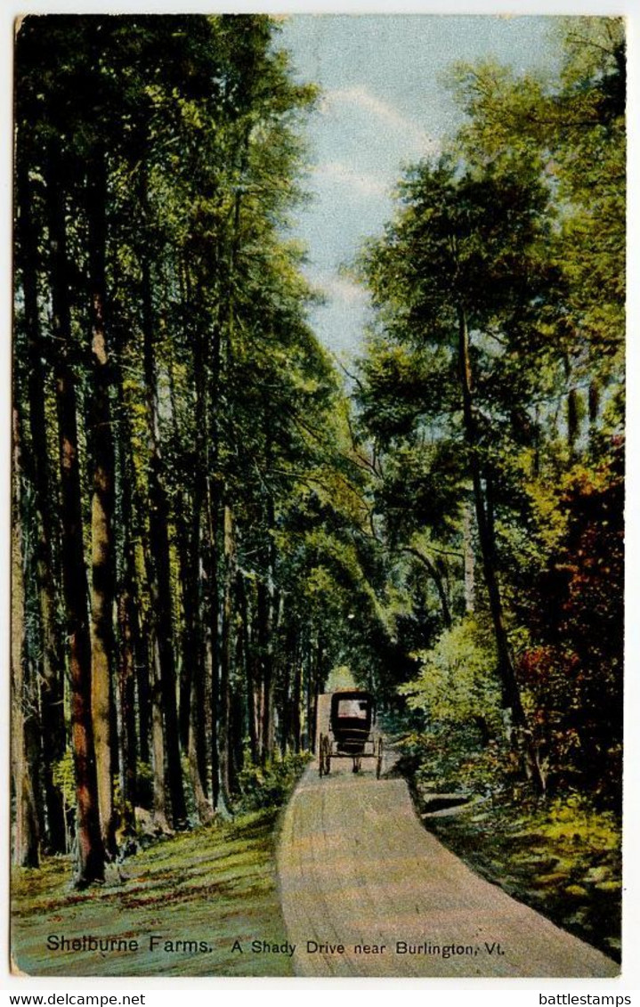 United States 1909 Postcard Shelburne Farms - Near Burlington, Vermont; St. Johnsbury & Swan RPO Postmark - Burlington