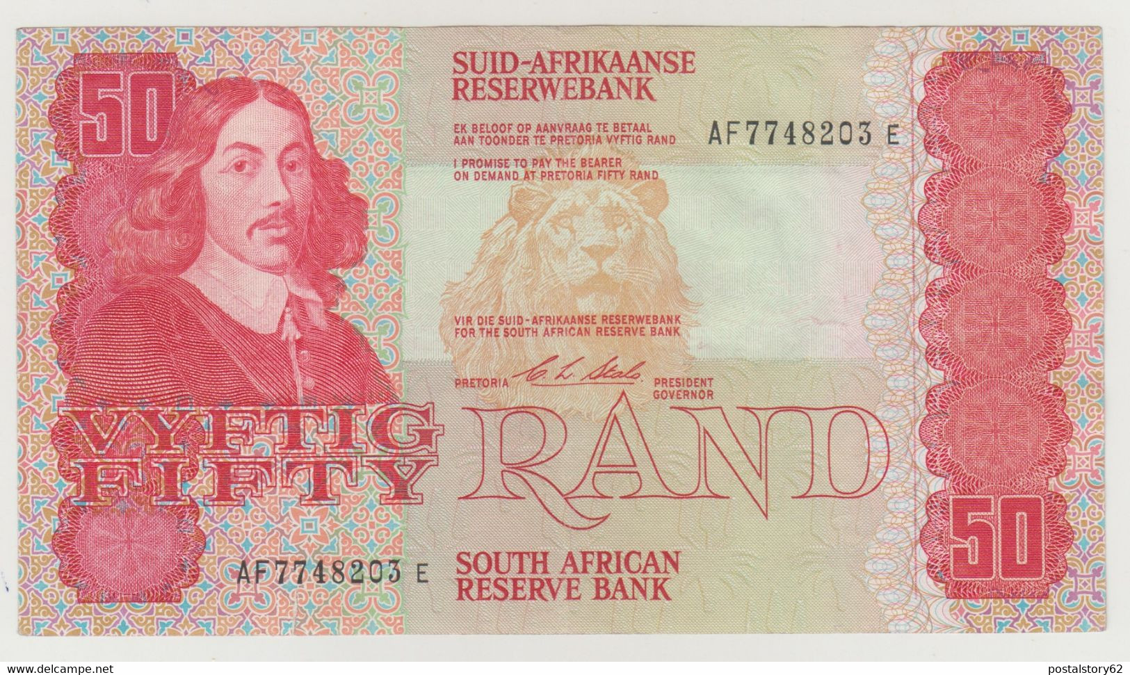 South - Africa, Banconota 50 Rand 1990 Pick 122 B  VF/XF Piccolo Taglietto In Basso A Sx - Sudafrica