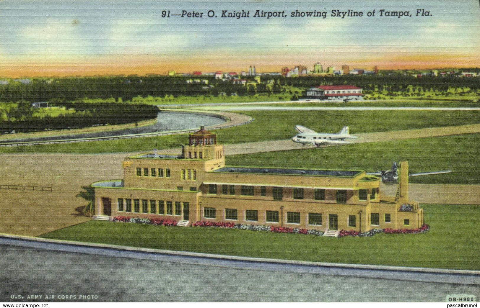 TAMPA - PETER O. KNIGHT AIRPORT - SHOWING SKYLINE OF TAMPA - Tampa