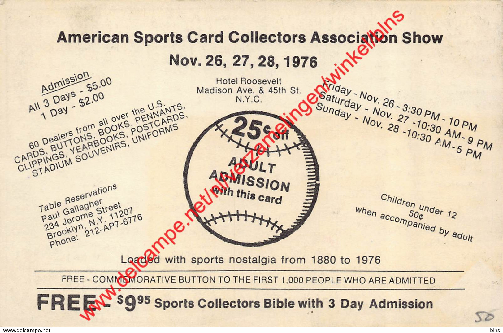 American Sports Card Collectors Association Show Advert - Baseball - Honkbal